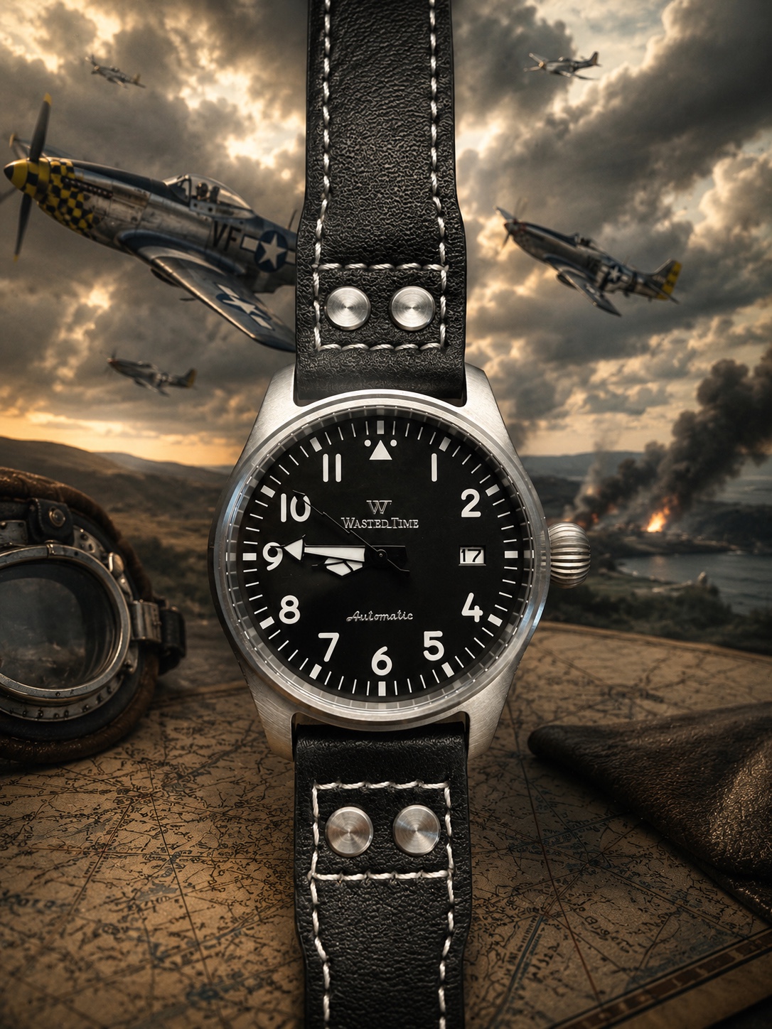 Pilot watch with aircraft